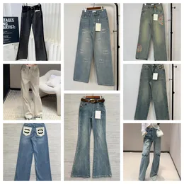 Jeans Womens Designer pode calçar as pernas abertas para o garfo de calças de jeans de capris denim adicionar lã espete