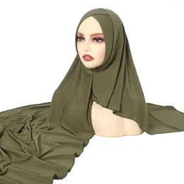 Ethnische Kleidung EST Weiches Festkörper -Trikot -Doppelschleife Instant Hijab Muslim Headwrap Islamic Headscarf Schal für Kopf Long