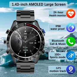 손목 시계 2024 New Mens Smart Watch Amoled Screen Moment Display Time 400 MAH Ultra 용량 배터리 Bluetooth Call SmartWatch 남성 여성 240423