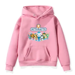 Spaccate Kawaii Kids Octonauts con cappuccio rosa ragazzi ragazze maniche lunghe felpe per bambini fumetti pullover anime