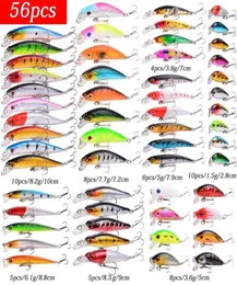 56PCSPACK Mixed Fishing Lure Bait Set Wobbler Crankbaits Swimbait Minnow Hard Baits Spiners Karp Artificial Fishing Tackle 2011026425616