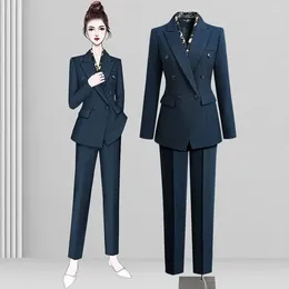 Pantaloni da due pezzi da donna insozkdg Donne Blazer Elegant Blazer Abito noto doppio camice per pantalone per pantalone set di pantaloni da abbigliamento da donna abbinata