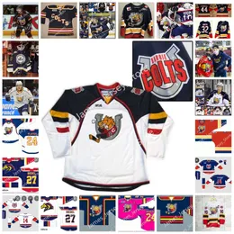 Kob 2022 Custom Ohl Barrie Colts сшил хоккейный майк 25 Деклан Макдоннелл 21 Оскар Олауссон 34 Райан дель Монте 26 Оливер Смит 14 Ян Леми.