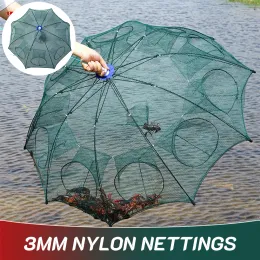 Accessoires falten 420 Löcher Fischerei Netzfischerei Fangköderfalle Gussnetze für Krabbenkrebs Krebse Garnelennetz Nylon -Trap -Käfige für Outdoor