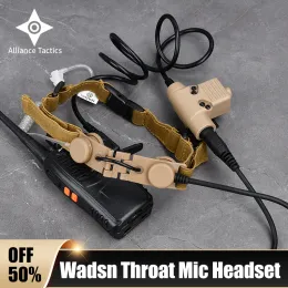 Lights Wadsn Tactical Throat Mic Eaphone Headset with U94 PTT for Kenwood BaoFeng UV5R UV5X UV82 Microphone Walkie Earpiece Radio