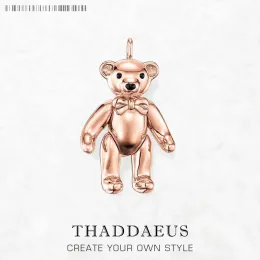 Pingentes pendentes Teddy Bear Brand Pure Rose Gold Color Jewelry Europe 925 Sterling Silver Acestorie Soul Gift for Woman