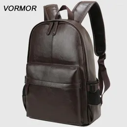 Backpack 2024 VORMOR Brand Waterproof 14 Inch Laptop Men Leather Backpacks For Teenager Casual Daypacks Mochila Male