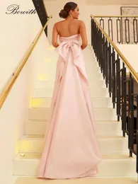 Partykleider Bowith elegantes Abendkleid für Frauen mit Bogen zurück eine Linie Satin Celebrity Gala Vestido de Noche