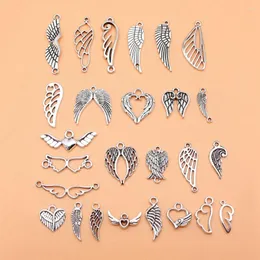 Charms 26pcs/LOT Antique Srebror Wing Kolekcja do tworzenia biżuterii