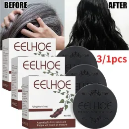Schampon 3/1pc polygonum tvålstång hår mörkare schampo reparera hår fast tvål naturlig organisk hårbalsam 100g
