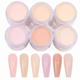 Líquidos 6pcs 10ml unhas acrílicas pó, 6 cores Cristal rosa Extensão de nude