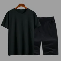 Designer mens t-shirt tees t skjortor skjorta avslappnad sportdräkt sommar fast färg enkel fickfri lös stickad kort ärm shorts mens kostym m-4xl stor storlek