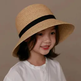 Crianças japonesas Baby Baby Viagem Simples e Generosa Viagem Praça Sol Raffi Hat Straw Hap Knit