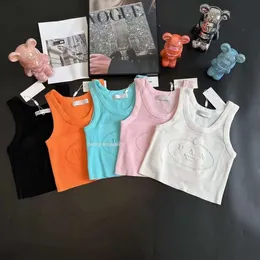 Designer Tanktop Womens Beach Weste Sommer Ärmel und T -Shirt 3D -geprägte Buchstaben Westen y2k Ausgang kurze Westen gestrickt Tee Hochqualität 28 Farben