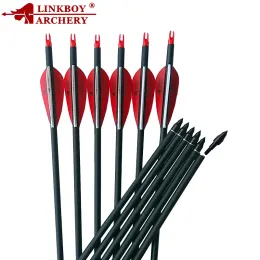 Pfeil 6/12/24PCS Linkboy Bogenschießen Mix Carbon Pfeil Wirbel