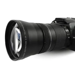 Filters Professional HD 72mm 2.2x teleobjektiv + linsväska för Canon Nikon Pentax Olympus någon DSLR med 72mm filterstorlekslinstråd