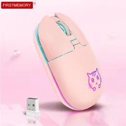 Мыши Новый USB Gaming Mouse Pink Mute RGB Gamer Беспроводные мыши 4 кнопки Оптический офисный компьютер Maus