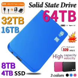 Caixas portátil SSD 1TB 2TB Solid Statedrive Rive Mobile Dispecimento de armazenamento de alta velocidade de disco rígido para laptops/desktop/mac/telefone