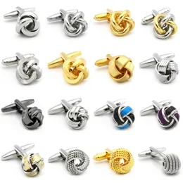 Igame Fashion Knot Cuff Links de qualidade Material de latão Tecido Ball Design Links para homens de casamento 240408