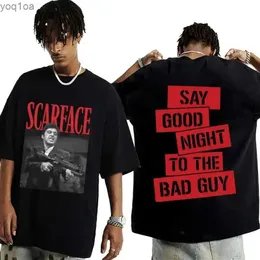 Camisetas masculinas 2024 Filme Scarface Tony Montana Graphics Men T-shirt Masculino Hip Hop Fashion Rock Rous