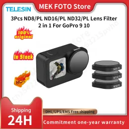 المرشحات Telesin 3pcs nd8/pl nd16/pl nd32/pl lens filter 2 in 1 for GoPro 9 10 filter filter aluminy frame for GoPro Hero 9 10