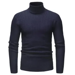 T-Shirts 2023 Autumn Winter Thin Turtleneck Sweater Men Warm Fashion Solid Color Slim Fit Pullover Mens Knitted Sweater Bottoming Shirt