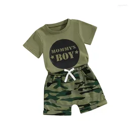 Roupas conjuntos de roupas menino roupas de verão mamãe mamãe t-shirt shorts de camuflagem