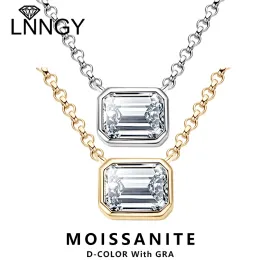 Necklaces Lnngy 925 Sterling Silver Chains Emerald Cut Moissanite Diamond Pendant Necklace For Women cadena plata 925 original certificada