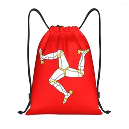 Storage Bags Isle Of Man Flag Drawstring Bag Men Women Foldable Gym Sports Sackpack Training Backpacks