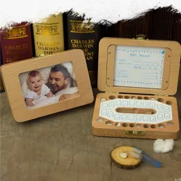 Box Wooden Kids Tooth Box Organizer Milk Teeth Collection Children's Photo Frame Memory Baby Deciduous Tooth Preservation Box