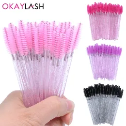 Tools 50Pcs Disposable Micro Glitter Eyelash Mascara Wands Mini Crystal Eye Lashes Brush Comb Eyebrow Spoolies Makeup Beauty Tools