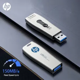 Drives HP USB Flash Drive 3.2 64GB 128GB 256 ГБ памяти USB Push Push and Pull Design Metal Pendrive для Destops Ноутбук MacBook