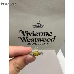 Viviane Westwood Ring Empress Dowager Xis High Quality Saturn Rotatable Glass Beads with Micro Set Zircon Ring Small and High End Elegant and Elegant Jewelry 209