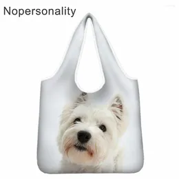 Alışveriş Çantaları Nopersonality Westie Dog Shopper, market için geri dönüştürülebilir ev yeniden kullanılabilir çanta yıkanabilir çanta el çantası bolsa de compras