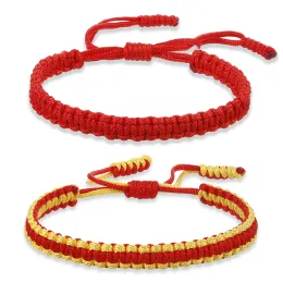 ストランド編組赤い弦ブレスレットバングルチベット仏教の調整可能な結び目手作りブレスレットリストジュエリーギフト愛の幸運