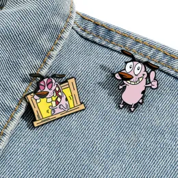 Childhood funny cartoon coward dogs enamel pin Cute Anime Movies Games Hard Enamel Pins Collect Metal Cartoon Brooch Backpack Hat Bag Collar Lapel Badges