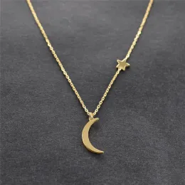 Ожерелья модное простые звездные лунные колье для женщин для женщин золотой цвет хекер -воротниц кольца женский