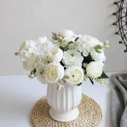 Декоративные цветы 30 см. Шелковые искусственные розы букет невеста, держащий для домашней свадьбы рождественские вечеринки, декор аксессуары, фальшивые растения