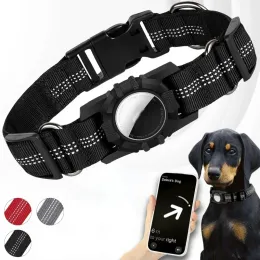 Collar in nylon regolabile per cani e gatti, guinzaglio del colletto GPS, compatibile con airtag di mela, accessori per animali domestici, custodia stabile