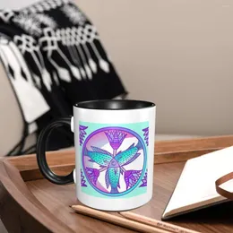 Mugs Three Fishes Ancient Symbol Goddess Hathor Coffee White For Restaurants Juice Cup Smooth Body