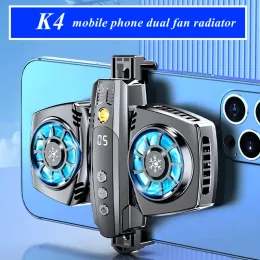 Cooler K4 Mobiltelefon Kühler Turbo Hurricane mit Smartphone -Temperaturanzeige Dual Cooling -Lüfter für iPhone/Samsung/Xiaomi Cooler