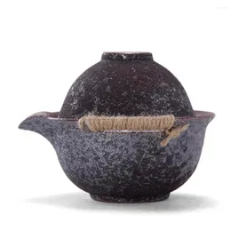 Teaware set vedeldad rep keramisk gaiwan tekopp gongfu te bekväm reseuppsättning