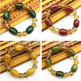 Strand 10pc all'ingrosso barretto rosso/verde barile ovale perle da uomo e femminile per perle di rigonfiamento del braccialetto giada