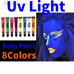 Body Paint Body Art Paint 8 Color Halloween Cosplay Pigment Night Run UV Glow Painting Fluorescent Face Festival Rave Party Makeup Strumento 10G D240424