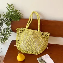 Totes Vintage Bohemian Beach Bag For Women Summer Large Capacity Hollow Handbags Rattan Handmade Kintted Travel Shpping