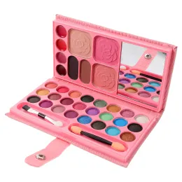 Conjuntos 33 cores Paletas de maquiagem de crianças blush olho shadow pan panela iniciante na placa de maquiagem Lavagem de beleza lavável Conjunto de beleza