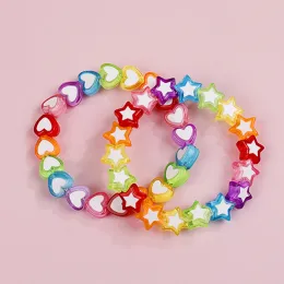 Strands Makersland Cute Heart Star Beads Bracciale per bambini Princess Gioielli a mano Accessori Accessori Bracciale per ragazze 2022 Nuovo