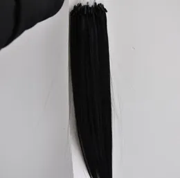 Хорошая обратная связь 100 Human Remy Hair 12 quot22 quot 1g S 100sset Натуральный черный цвет 1B Микро -петля Extension5561209