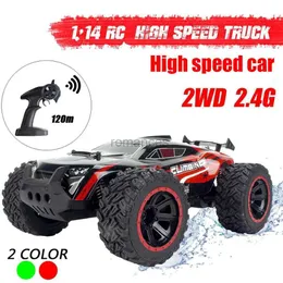 전기/RC 자동차 고속 2WD 1/14 RC 자동차 원격 제어 도로 경주 용 자동차 차량 2.4GHz 크롤러 전기 괴물 트럭 장난감 소년 240424