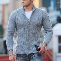 Men's Sweaters Oldyanup Men Knitted Sweater Slim Fit Long Sleeved V-neck Button Cardigan Knitwear Fall Fashion Solid Jacquard Knit Tops Coat
